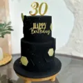 Elegante y bonito set de topper para pastel de cumpleaños 30 de acrílico negro oro. - Decoración de Tarta Feliz Cumpleaños Dorado 07