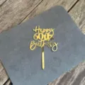 Gold acrylic 60th birthday cake topper detail, elegant glitter party dessert decoration. - 60th Happy Birthday Style / Gold (Approx 9cm Width)