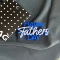 Father's Day acrylic cake topper blue white dessert insert party decoration supplies 1pc - Royal Blue & Silver - Happy Father's Day Style 1 (Side Ornament)
