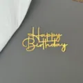 Goldener Acryl Happy Birthday Kuchentortenaufsatz fuer Partydekoration und Feiern. - Stil 5 / Breite ca. 7CM
