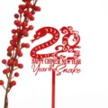 Detalles de adorno de pastel de acrílico rojo, decoración de fiesta temática de serpiente. - Feliz Año Nuevo