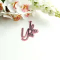 Pink glitter acrylic cake topper detail featuring sparkling pink finish and texture. - Rose Gold Glitter Pink Double Layer I Love You / Width Approx 9.3cm