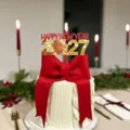 Acrylic 2027 New Year cake topper happy new year party decoration festive dessert insert - Fireworks 2027 Self-Adhesive Gold & Solid Red