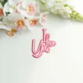 Pink acrylic I Love You cake topper detail view for Valentine's Day party decoration - Pink Rose Red Double Layer I Love You / Width Approx 9.3cm