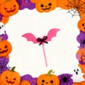 Halloween pink bat cake topper acrylic cute dessert decoration for party supplies SKU - Rose Red Bat with Black Bow