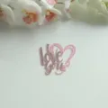 Rosa Acryl Herz Kuchen Topper fuer Valentinstag Party Cupcake und Desserts Dekoration - I Love You (Glitzerrosa Basis + Roségoldene Oberfläche)