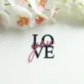 Valentinstag Acryl Tortenaufleger Love Sie schwarz rosa Desserts Einlage Deko - Love You (Schwarze Basis + Spiegelrosenrote Oberfläche)