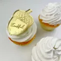 Topper per cupcake in acrilico dorato ghianda Thankful festa del Ringraziamento 1pz - Ghianda Thankful
