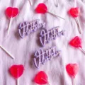 Valentine's acrylic cake topper, purple double layer Happy Valentines design for party decor - Small Double Layer Happy Valentines Pink Purple / Three-Piece Set