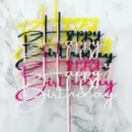 Detalle de adorno de tarta de feliz cumpleaños acrílico, colorido, decoración de fiesta. - Negro Acrílico HB