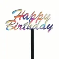 Bunter Acryl Happy Birthday Kuchendeckel Detail, perfekt für festliche Partydeko. - UV Farbdruck Stil 3 / 1.3mm Dicke Acryl Ca. 9cm Breit