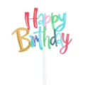 Bunte Acryl Happy Birthday Kuchendekoration Topper für Party Feier und Dessert Dekoration - UV Farbdruck Stil 4 / 1.3mm Dicke Acryl Ca. 9cm Breit