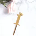 Goldener Acryl Tortenaufsatz Nummer 1 mit Glitzerkrone für Geburtstagsfeier Kuchen Deko. - Kleine Größe 1 Gold (Höhe ca. 6.2cm ohne Stab)