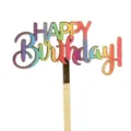 Bunter Acryl Alles Gute zum Geburtstag Kuchen Topper Party Dessert Dekoration Zubehoer! - UV Farbdruck Stil 8 / 1.3mm Dicke Acryl Ca. 9cm Breit