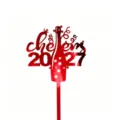 2027 New Year acrylic cake topper red cheers champagne bottle party dessert decoration - Red Cheers 2027