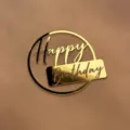 Goldene Acryl Happy Birthday Kuchendekoration Runde Spiegel Party Dekoration Ins Stil - Happy Birthday Gold Rund (Breite ca. 8.5CM) / 1.3mm Dicke Acryl