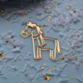 Decoracion de pastel de pony de Navidad de acrilico, contorno dorado transparente. - Corte Pony