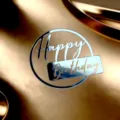 Silberner Spiegel Acryl Happy Birthday Kuchendekoration Tortenaufsatz Party Deko - Happy Birthday Silber Rund (Breite ca. 8.5CM) / 1.3mm Dicke Acryl