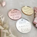 Acrylic Best Mum Ever cake topper mirror round decoration for Mother's Day party dessert. - Best Mum Ever (02) / 5cm Diameter Style 02 / Gold