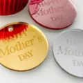 Acrylic Mother's Day cake toppers, mirror finish round decorative discs for baking. - Happy Mother's Day (07) / 5cm Diameter Style 07 / Gold