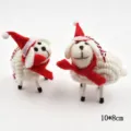 Cute wool felt sheep Christmas pendant home decor craft creative plush toy ornament 10x8cm - Christmas Hat Sheep