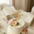 Mother's Day acrylic cake topper detail showcase with elegant golden floral pattern. - Transparent Printed Flower Happy Mother's Day Double Layer / Width Approx 10CM (1.3MM Thickness) / Transparent And Multi-Color
