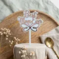 Acrylic cake topper Best Mom Ever butterfly design for Mother's Day party decor - White Base Double Layer Butterfly Best Mom / Width Approx 10CM (1.3MM Thickness) / White And Rose Gold