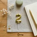 Gold geometric number 2 birthday candle cake topper for party celebration and cake decoration. - Number 2 / Height Approx 10.5cm / Gold