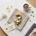 Gold geometric number 3 birthday candle, exquisite cake decoration for party celebration. - Number 3 / Height Approx 10.5cm / Gold