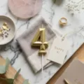 Gold geometric number 4 birthday cake candle party decoration for celebration events - Number 4 / Height Approx 10.5cm / Gold