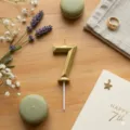 Gold geometric number candle for birthday cake party decoration, stylish diamond design. - Number 7 / Height Approx 10.5cm / Gold