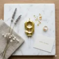 Gold geometric number 9 birthday cake candle detail view, elegant party decoration prop. - Number 9 / Height Approx 10.5cm / Gold