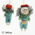 Handmade wool felt girl doll ornament for Christmas tree hanging decoration home decor. - Happy Doll (Red Hat)