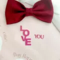 Pink acrylic LOVE YOU cake topper with red velvet bow, perfect for Valentine's Day party decor. - Rose Red Style (LOVE YOU) / 1.3mm Thickness (Approx 8.7cm Height)