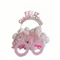 Spanish birthday party glitter glasses and tiara set with beautiful flower props. - Spanish Birthday Headband Glasses Set (Pink)