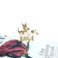Golden Cupid LOVE cake topper romantic Valentine's Day party dessert decoration insert. - Cupid Love Arrow / Width Approx 8CM / Gold