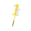 Gold acrylic number 1 cake topper with a cute white bow, perfect for birthday party decor. - Number 1 (Double Bow) / 6x14.5cm / Gold