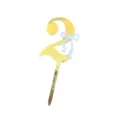 Gold acrylic number 2 cake topper detail featuring a cute light blue bow for party decor. - Number 2 (Double Bow) / 6x14.5cm / Gold