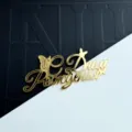 Gold acrylic Russian happy birthday cake topper butterfly design party cake decoration insert - Gold Russian Birthday Style 2 / Width 10cm