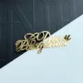 Gold acrylic Russian happy birthday cake topper detail, elegant script design for celebration. - Gold Russian Birthday Style 3 / Width 10cm