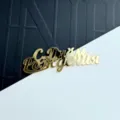 Gold acrylic Russian Happy Birthday cake topper detail closeup birthday party dessert decoration - Gold Russian Birthday Style 4 / Width 10cm