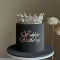 Décoration de gâteau Happy Birthday en acrylique et couronne argentée pour fête d'anniversaire - Argent Happy Birthday 6 / 1.3mm (Largeur Environ 8cm)