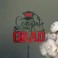 Graduation cake topper acrylic insert 2026 congrats grad party decoration details - 2026 Mirror Red Black Double Congrats Grad