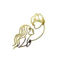 Gold acrylic face and flower cake topper, minimalist line art mirror finish cake decoration. - Daisy Gold