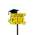 Graduation cake topper black gold acrylic congrats grad party decoration dessert insert - Black Gold Double-Layer Congrats Grad / 1.3mm Thick/Width Approx 9cm / Black and Gold Two-tone