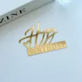 Goldner Acryl Happy Birthday Kuchentopper für Geburtstag Party Kuchendekoration. - Herz-Stil / 1.3mm Dicke Breite Ca. 9CM / Gold
