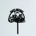 Vista detallada del adorno para pastel de motocicleta negra, decoración de cumpleaños en acrílico. - Estilo Motocicleta 40 Cumpleaños / Ancho 10cm / Grosor 1.3mm / Negro