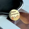 Thanksgiving acrylic cupcake topper gold mirror round cake decoration party supplies. - Pumpkin Happy Thanksgiving Style / 1.3mm Thickness (Approx 5cm Width)