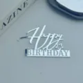 Silberfarbenes Acryl Happy Birthday Kuchendekoration für Party und toller Feierbedarf. - Stern-Stil / 1.3mm Dicke Breite Ca. 9CM / Silber