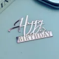 Acryl Happy Geburtstag Tortenaufleger Silber Spiegel Party Dessert Deko Einstecker - Stern-Stil / 1.3mm Dicke Breite Ca. 9CM / Roségold